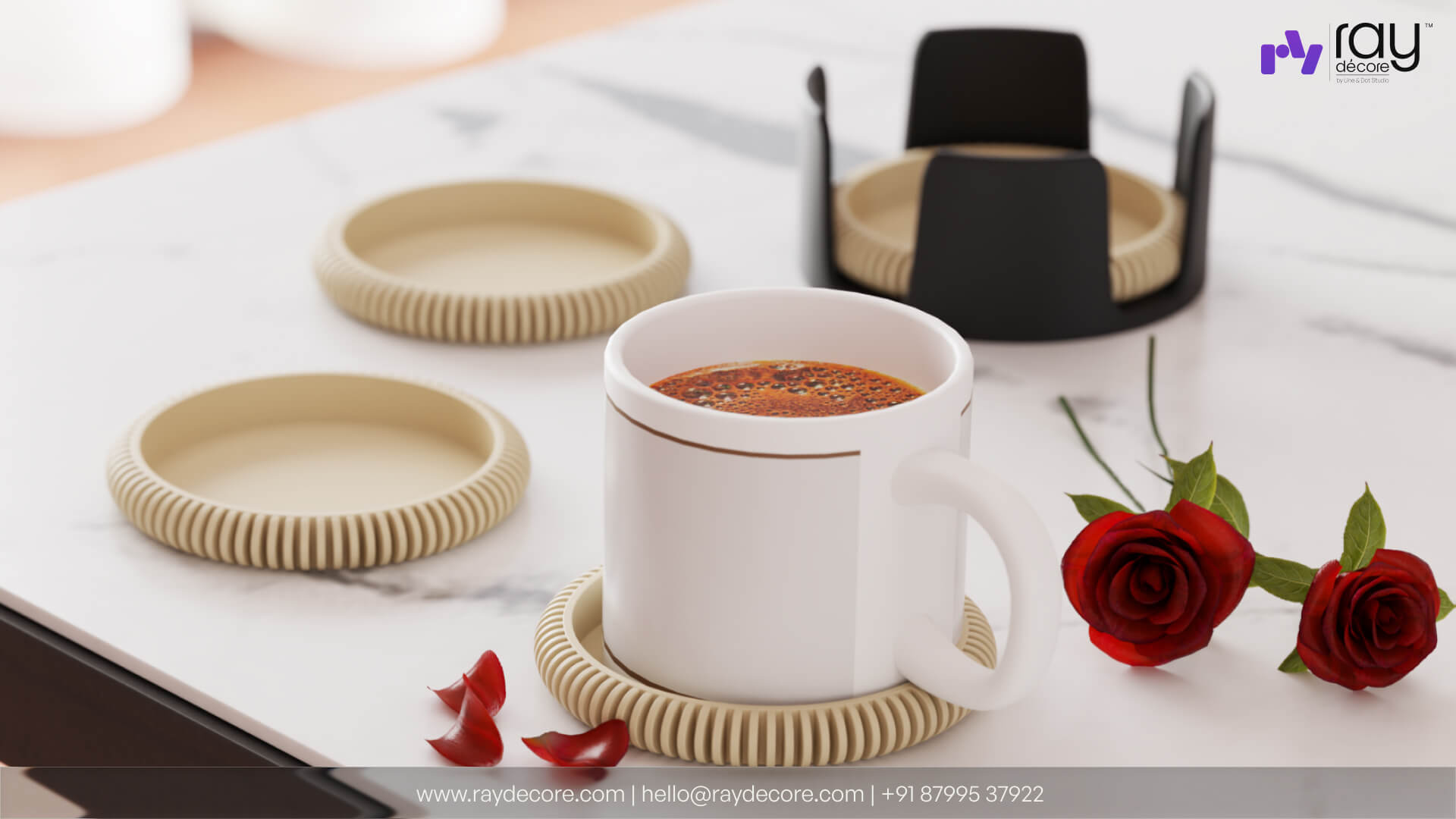 valentines day dining decor with coasters by Ray Decore