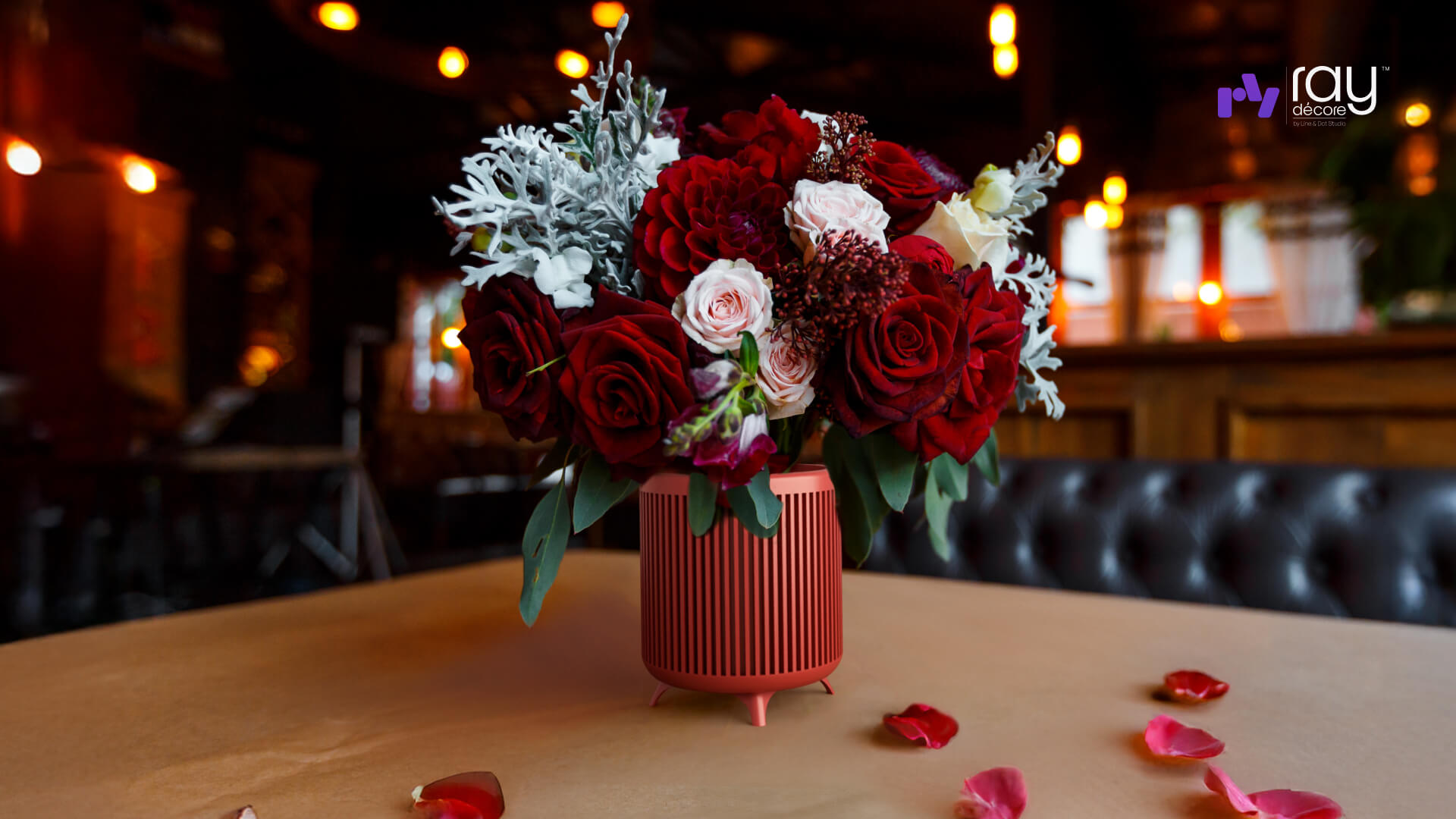valentines day decor for a dining table setup at a home or a restaurant
